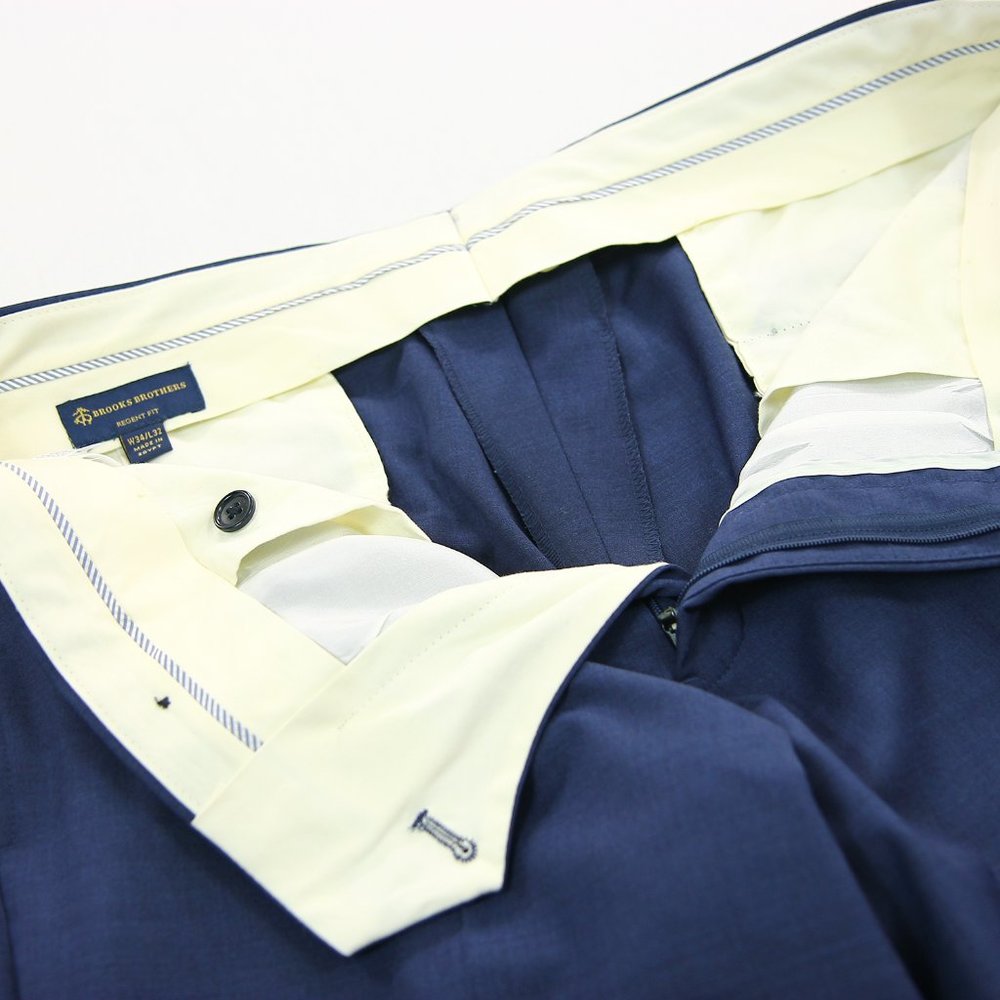 Brooks Brothers Regent Fit Mens Wool Blend Dress Pants Trousers Blue Size 34x32 - Picture 5 of 6